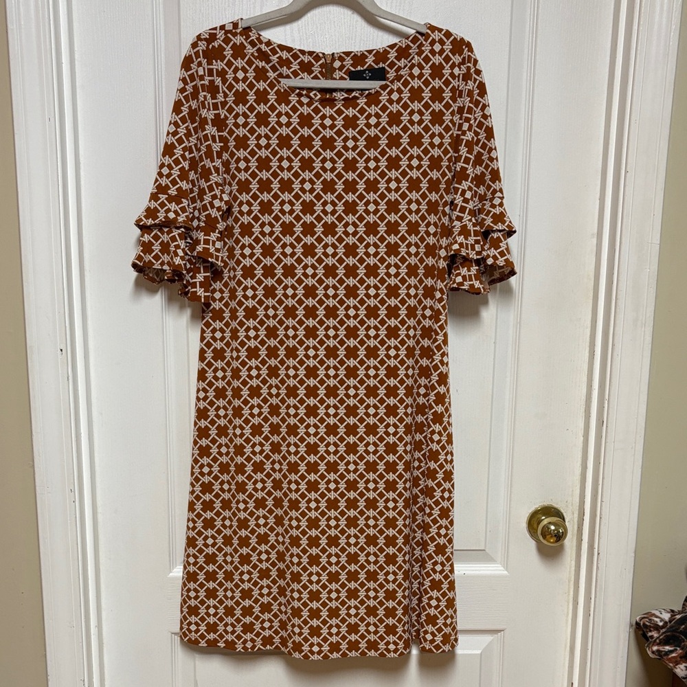 Ronni Nicole Rust Colored Patterned Dress Size 10